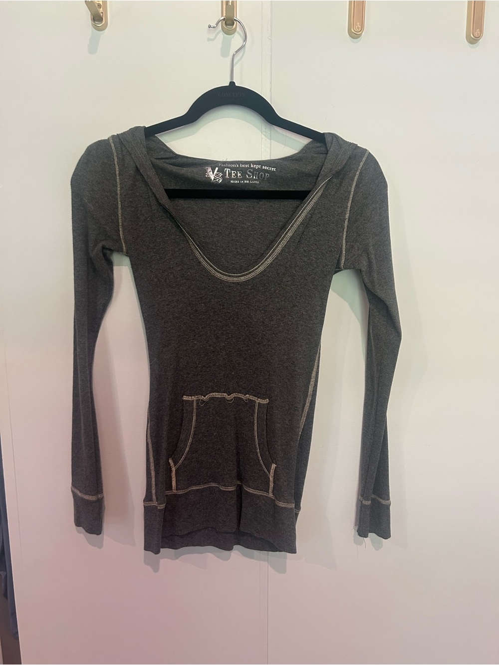 Victoria's Secret Charcoal Long-Sleeve Hooded Top